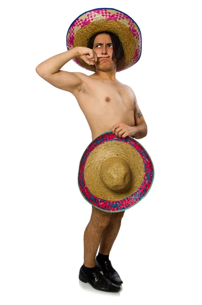 Hombre mexicano desnudo aislado en blanco —  Fotos de Stock