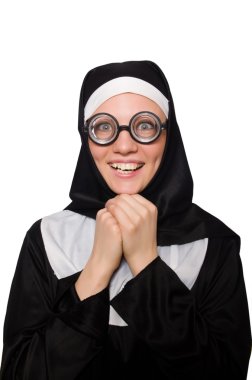 Beyaz arkaplanda Rahibe izole edildi