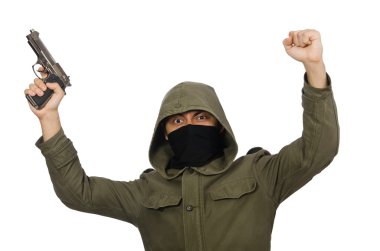 Maskeli adam beyaz üzerinde suç kavramında