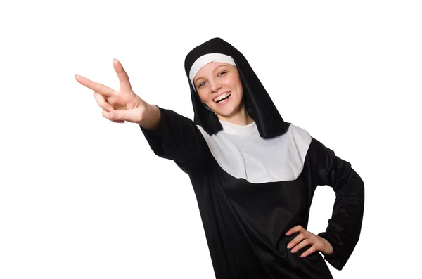 Nun isolerad på den vita bakgrunden — Stockfoto