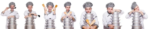 Komik aşçıyla bir dizi fotoğraf. — Stok fotoğraf