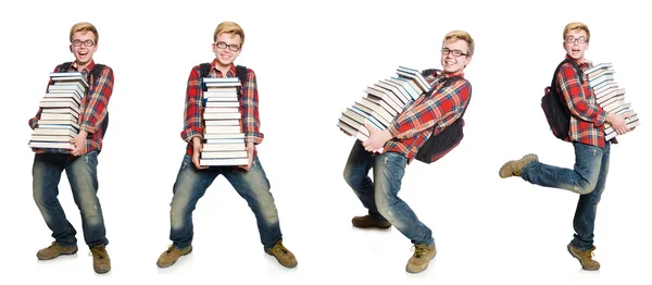 Photo composite de l'étudiant avec des livres — Photo