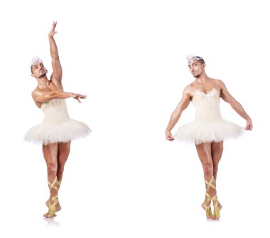 Beyaz bale etekli adam izole edilmiş.