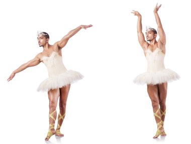 Beyaz bale etekli adam izole edilmiş.