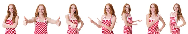 흰 위에서 혼자 요리하는 여자 — 스톡 사진