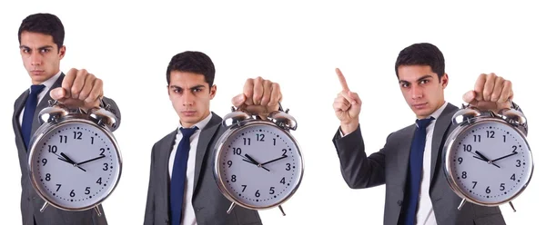 Hombre con reloj aislado en blanco —  Fotos de Stock