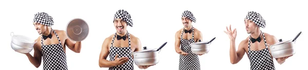 Sexy cozinheiro masculino isolado no branco — Fotografia de Stock