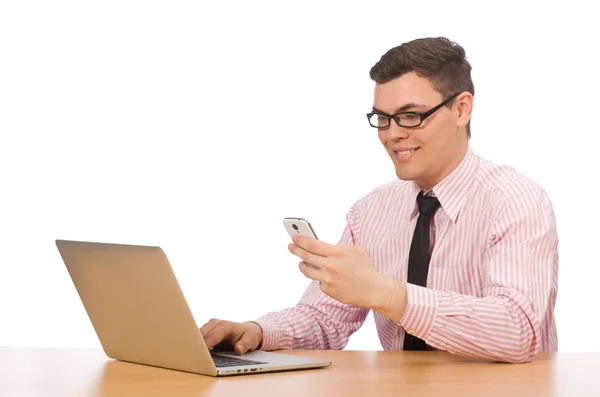 Joven hombre de negocios aislado en el blanco — Foto de Stock