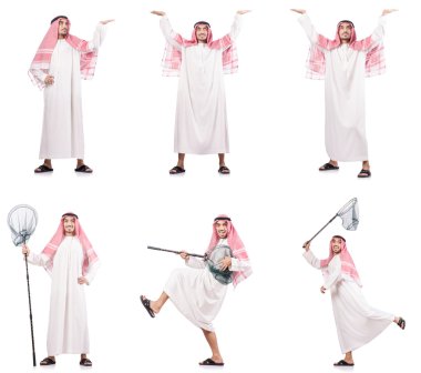 Ağ yakalayan Arap beyaz üzerine izole edilmiş.