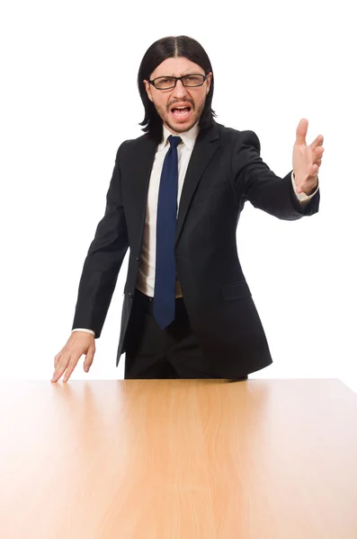 Young businessman swearing  isolated on white — Stock Photo, Image