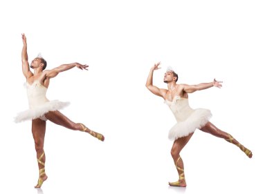 Beyaz bale etekli adam izole edilmiş.