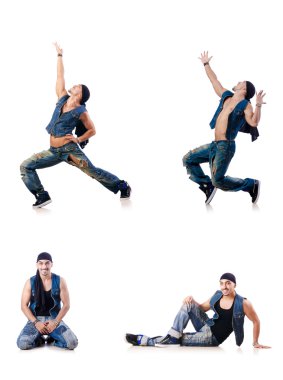 Dansçı beyaz üzerinde dans ediyor