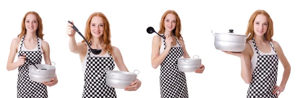 Woman cook isolated on the white — Stock Photo, Image