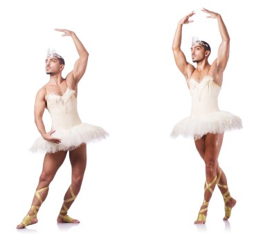 Beyaz bale etekli adam izole edilmiş.