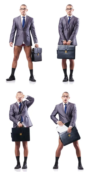 Composite photo of naked businessman on white — Stock Photo, Image