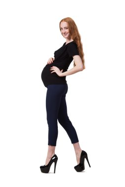 Hamile kadın üzerinde beyaz izole