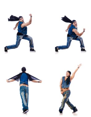 Dansçı beyaz üzerinde dans ediyor