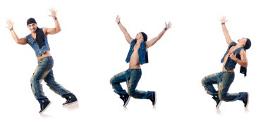 Dansçı beyaz üzerinde dans ediyor