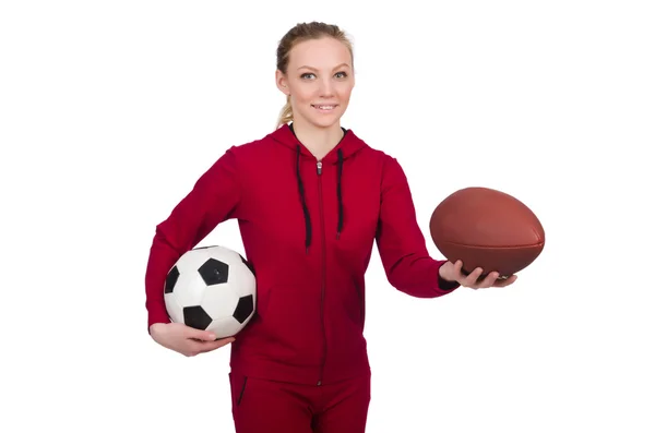 Frau im Sportkonzept isoliert auf Weiß — Stockfoto