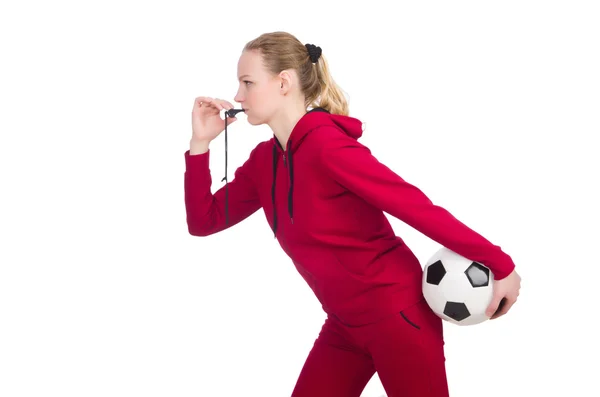 Mujer en concepto deportivo aislado en blanco —  Fotos de Stock