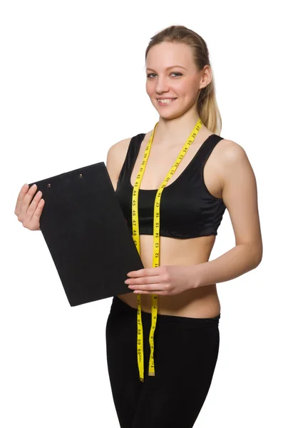 Mujer en concepto deportivo aislado en blanco — Foto de Stock