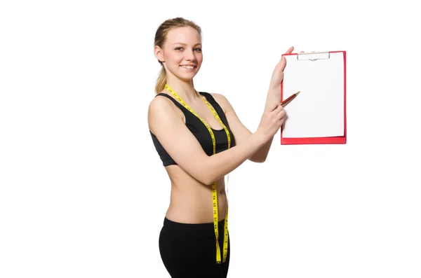 Woman in sports concept isolated on white — Stock Photo, Image