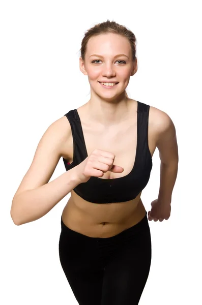 Mujer en concepto deportivo aislado en blanco — Foto de Stock