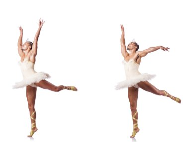 Beyaz bale etekli adam izole edilmiş.