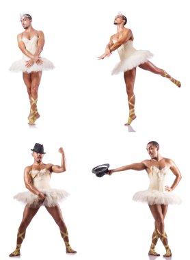 Beyaz bale etekli adam izole edilmiş.