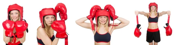 Nő bokszoló fehér háttér — Stock Fotó