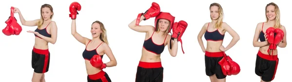 Vrouw bokser op witte achtergrond — Stockfoto
