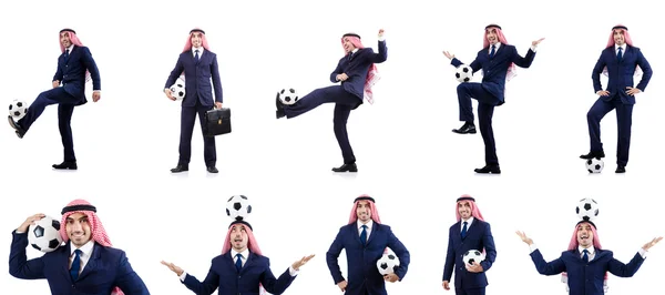 Arabski biznesmen z piłką nożną — Zdjęcie stockowe