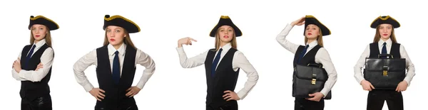 Жінка бос пірат ізольовані на білому — стокове фото
