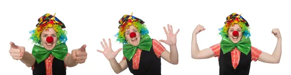 Clown femminile isolato su bianco — Foto Stock