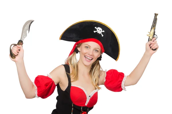 Kvinna i piratkostym - Halloween koncept — Stockfoto