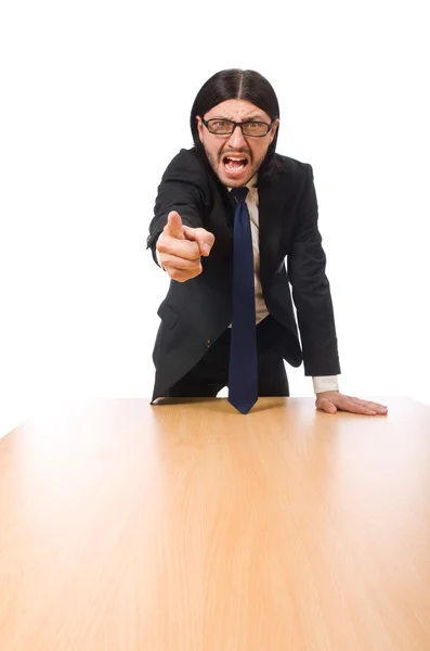 Young businessman swearing  isolated on white — Stock Photo, Image