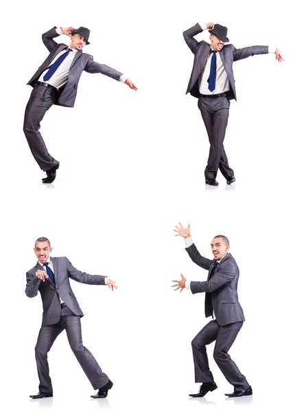 Dancing businessman isolated on white — Stock Photo, Image