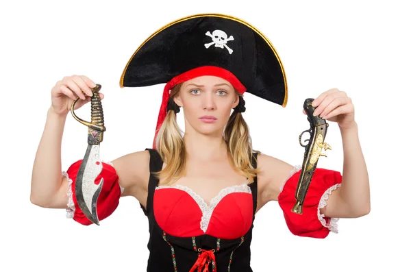 Donna in costume da pirata - concetto di Halloween — Foto Stock