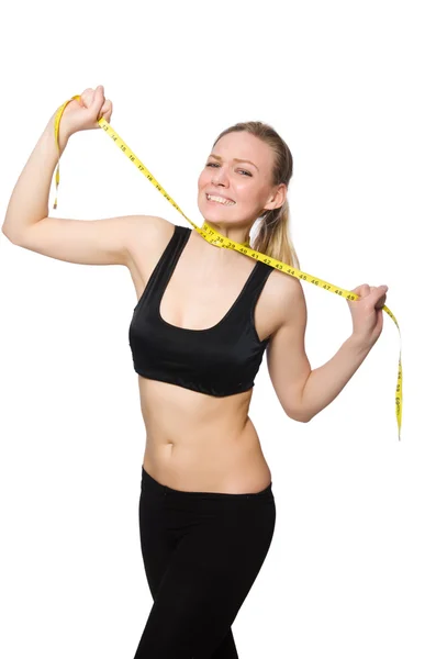 Woman in sports concept isolated on white — Stock Photo, Image