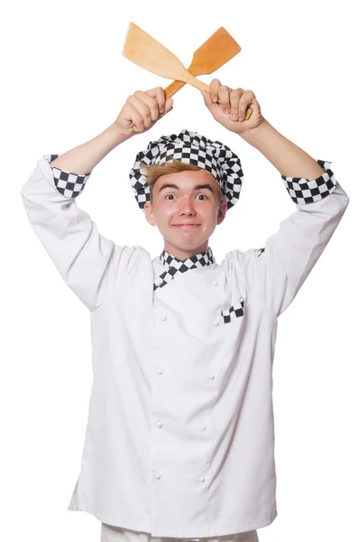 Cocinero divertido aislado en blanco — Foto de Stock