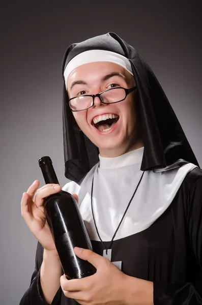 Funny man wearing nun clothing — Stock Photo, Image