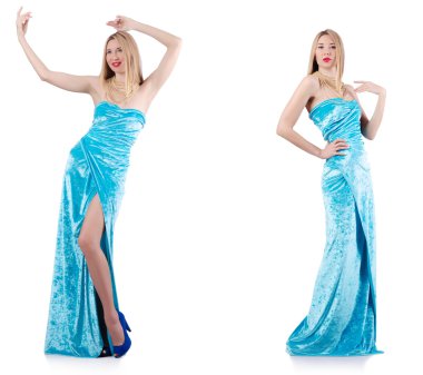 Beyaz üzerine uzun model modayla moda kavramı