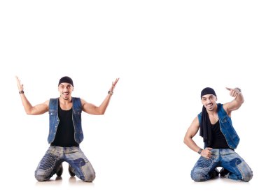 Dansçı beyaz üzerinde dans ediyor