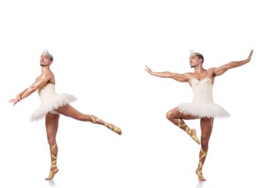 Beyaz bale etekli adam izole edilmiş.