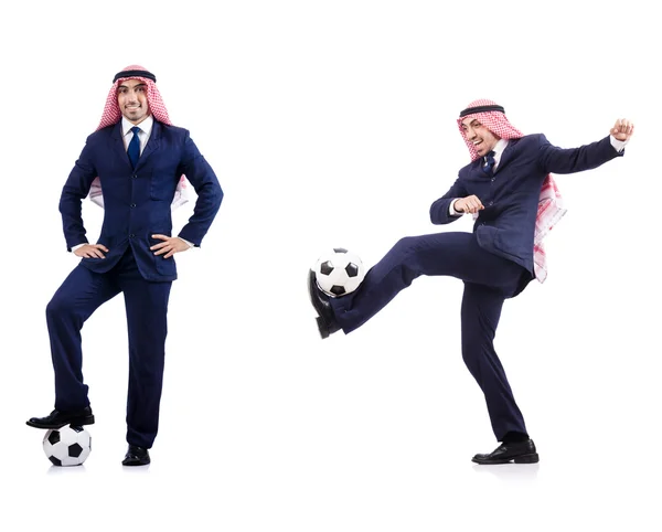 Arabische zakenman met voetbal — Stockfoto