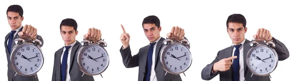 Hombre con reloj aislado en blanco —  Fotos de Stock