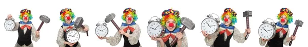 Clown i olika poser isolerad på vitt — Stockfoto