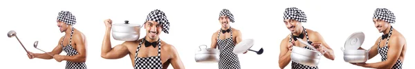 Сексуальний чоловічий кухар ізольований на білому — стокове фото