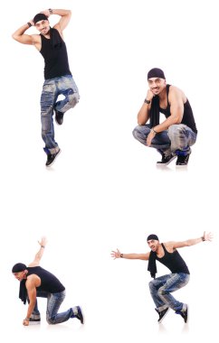 Dansçı beyaz üzerinde dans ediyor