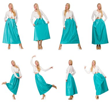 Çeşitli pozlarda kadın resmi.